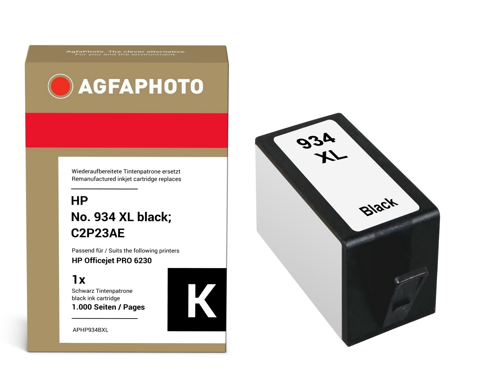 AgfaPhoto Compatible Ink Cartridge. Black. Replacement for HP No. 934