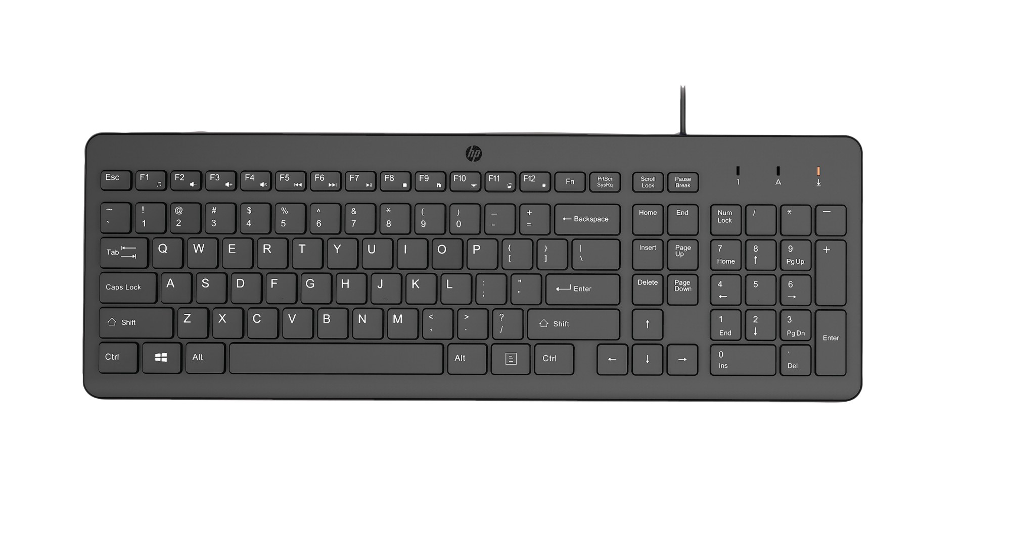 HP 150 USB-A Wired Keyboard (Black) - Easy Plug And Play Setup