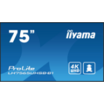 iiyama LH7575UHS-B1AG Signage Display Digital signage flat panel 190.5 cm (75") LCD Wi-Fi 500 cd/m² 4K Ultra HD Black Built-in processor Android 11 24/7