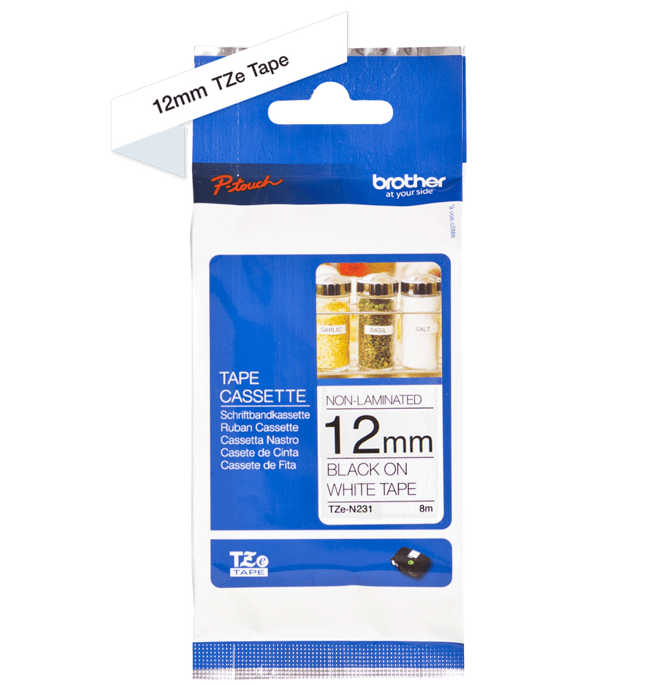Brother TZE-N231 DirectLabel black on white 12mm x 8m for Brother P-Touch TZ 3.5-18mm/6-12mm/6-18mm/6-24mm/6-36mm