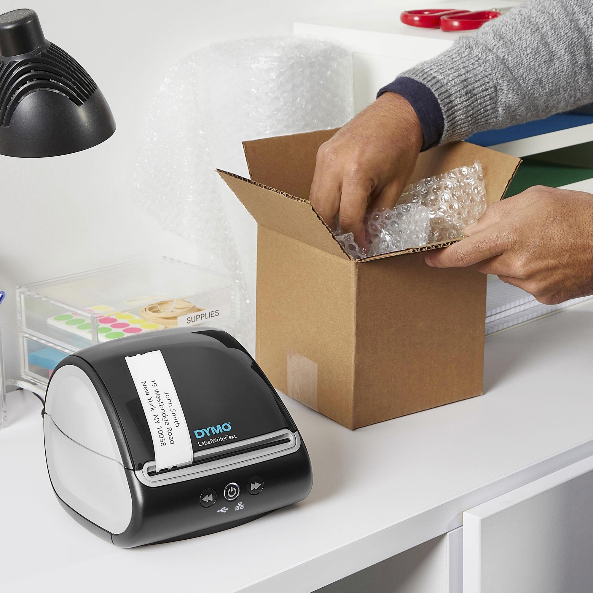 DYMO LabelWriter 5XL Label Printer | Automatic Label Recognition | Label Maker that prints Extra-Wide Shipping Labels from AmazonRoyal Mail & More | Perfect for eCommerce Sellers | UK 3 Pin Plug