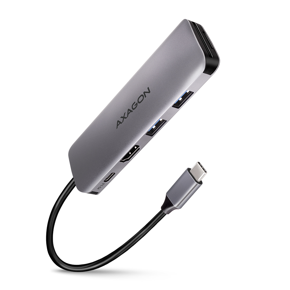 Axagon HMC-5 USB 3.2 Gen 1 hub. 2x USB-A. HDMI. SD/microSD. PD 100W. 2