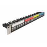 DeLOCK 19″ Keystone Patch Panel 24 port with cable fixing rail, labelling field and dust protection 1U black