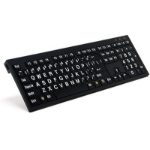 Visionaid VT Keys 2 Large print keyboard; white letters on black keys; USB. Includes flexible LED lighting strip to further enhance contrast.