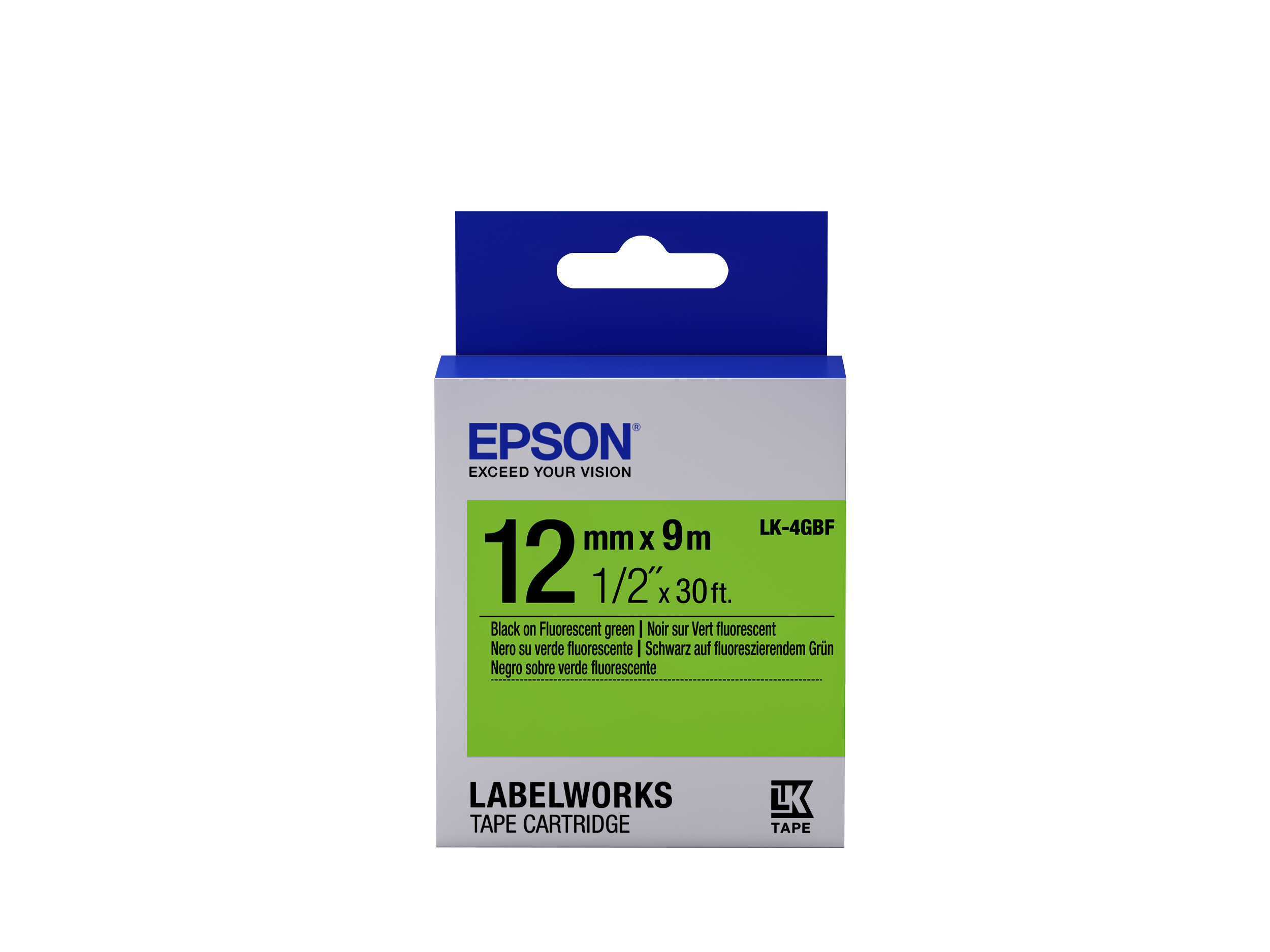Image of Epson C53S654018/LK-4GBF DirectLabel-etikettes black on green 12mm...