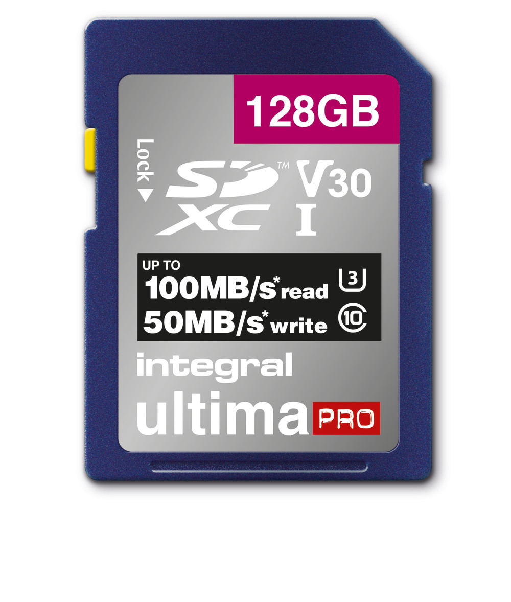 INSDX128G-100/90V30 INTEGRAL 128GB High Speed V30 UHS-I U3 SDHC Memory Card
