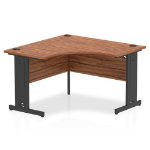 Dynamic Impulse Corner Office Desk W1200 x D1200 x H730mm Cable Managed Leg Walnut Finish Black Frame - I004556 DD