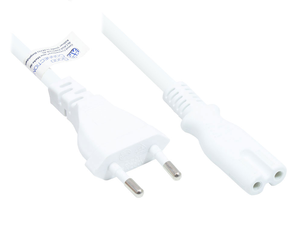 Alcasa P0370-W018 power cable White 1.8 m Power plug type C C7 coupler
