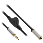 InLine Slim Audio Cable 3.5mm M / F, with volume control 0.25m