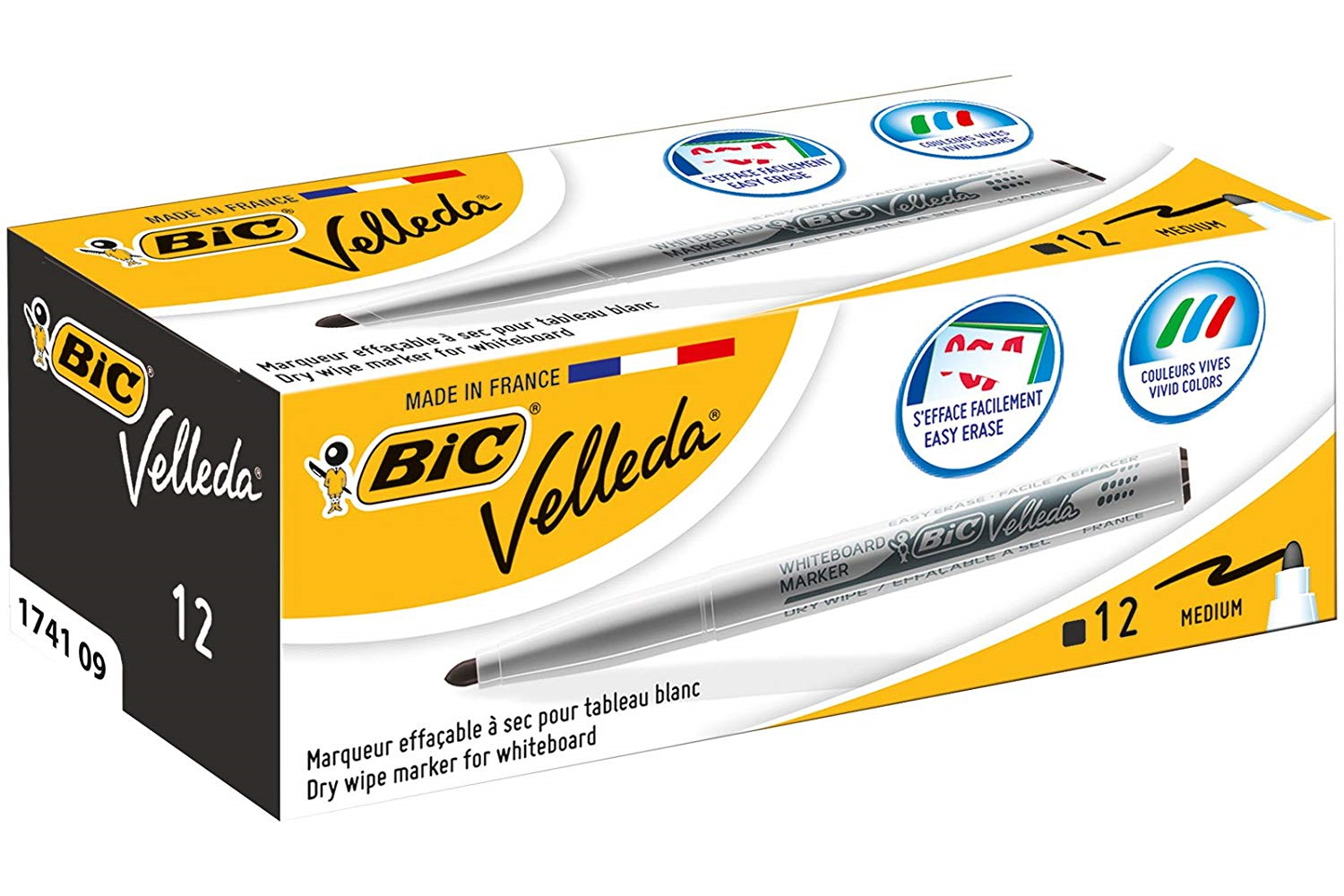 Bic Velleda 1741 Drywipe Marker Black (Pack of 12) 1199174109