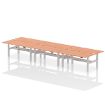 Dynamic Air Back-to-Back W1800 x D800mm Height Adjustable Sit Stand 6 Person Bench Desk With Cable Ports Beech Finish Silver Frame - HA02756 DD