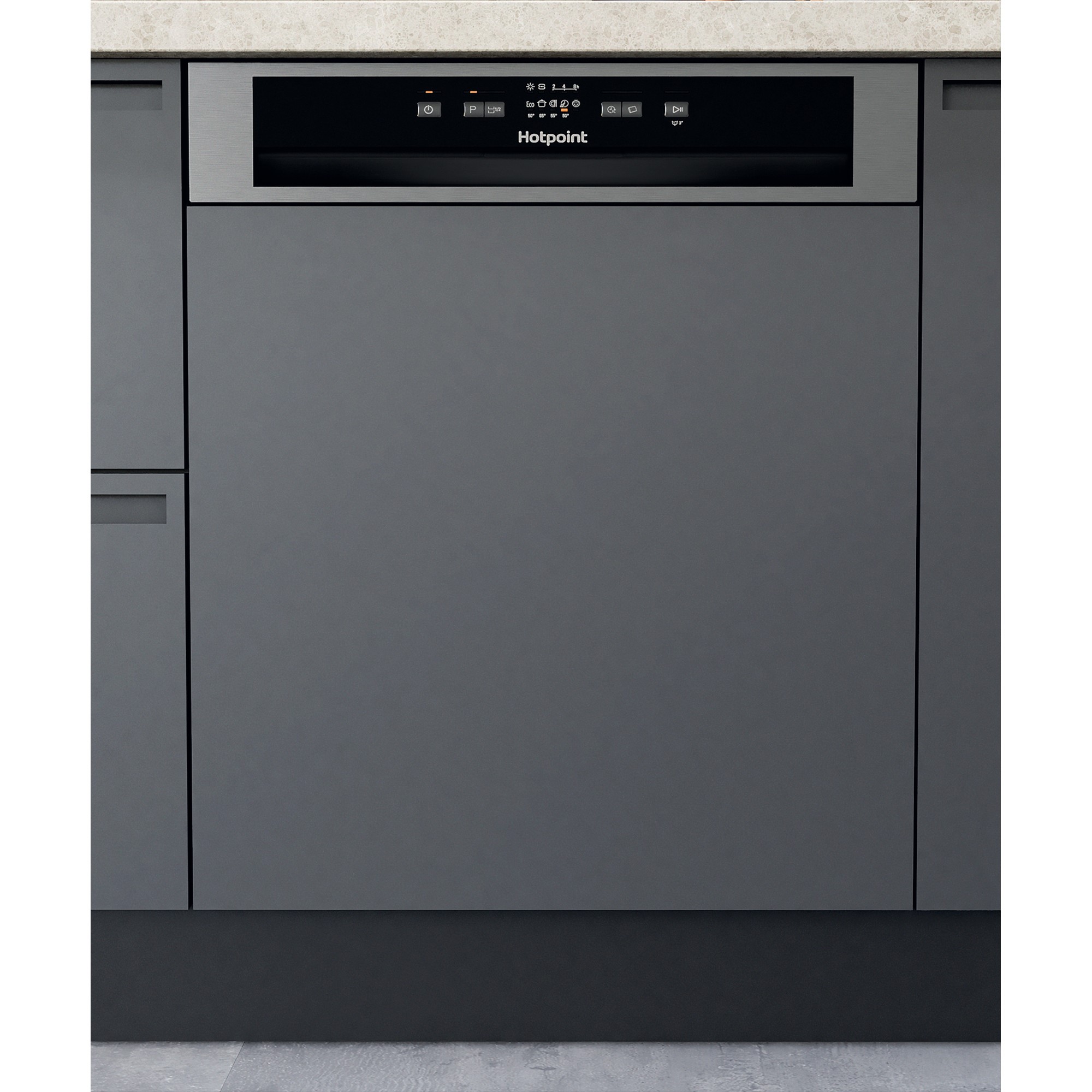 Hotpoint Semi-Integrated Dishwasher - Silver, Inverter Motor