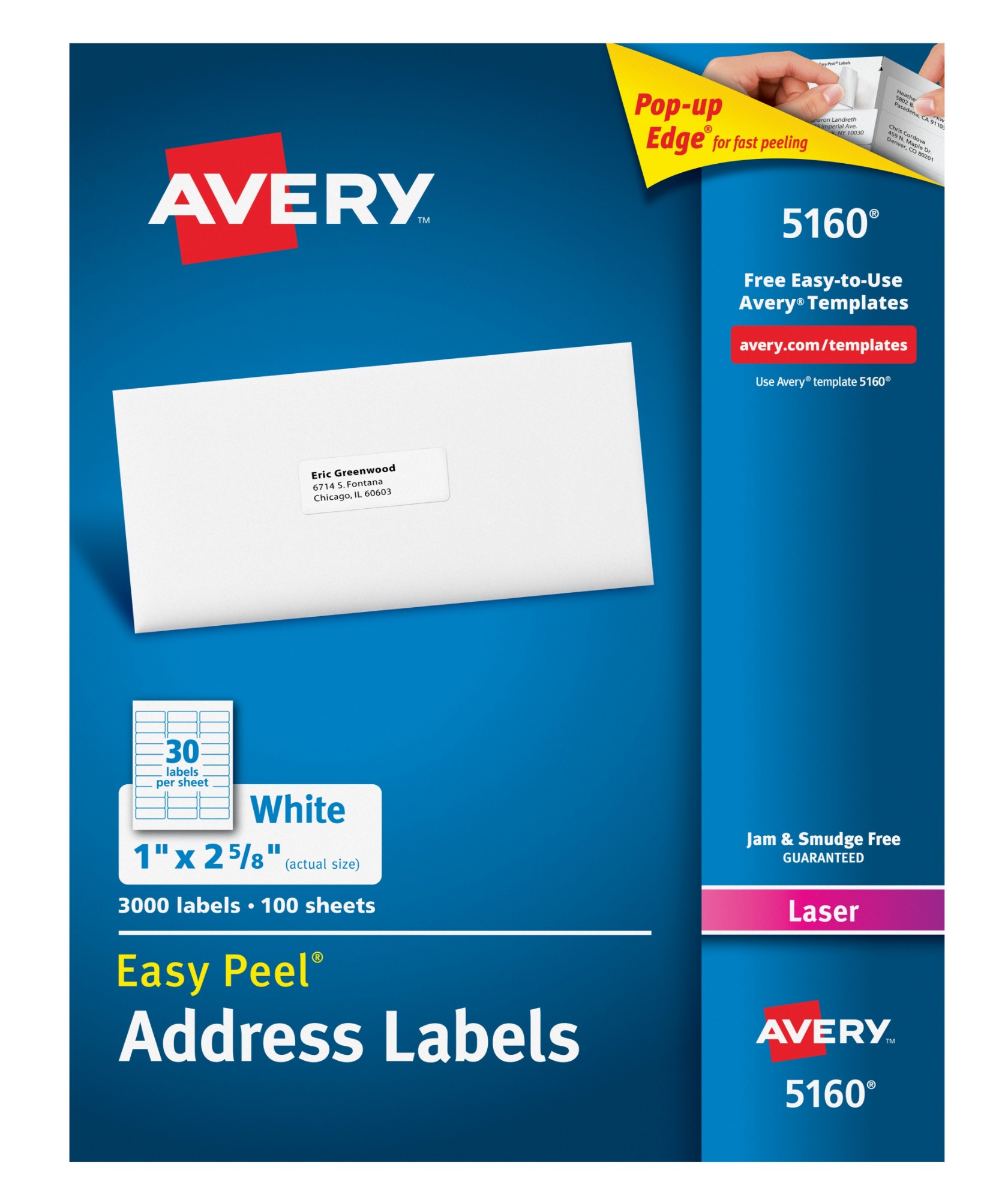 Avery 5160 / Avery 5160 Easy Peel White Address Labels Laser Printers