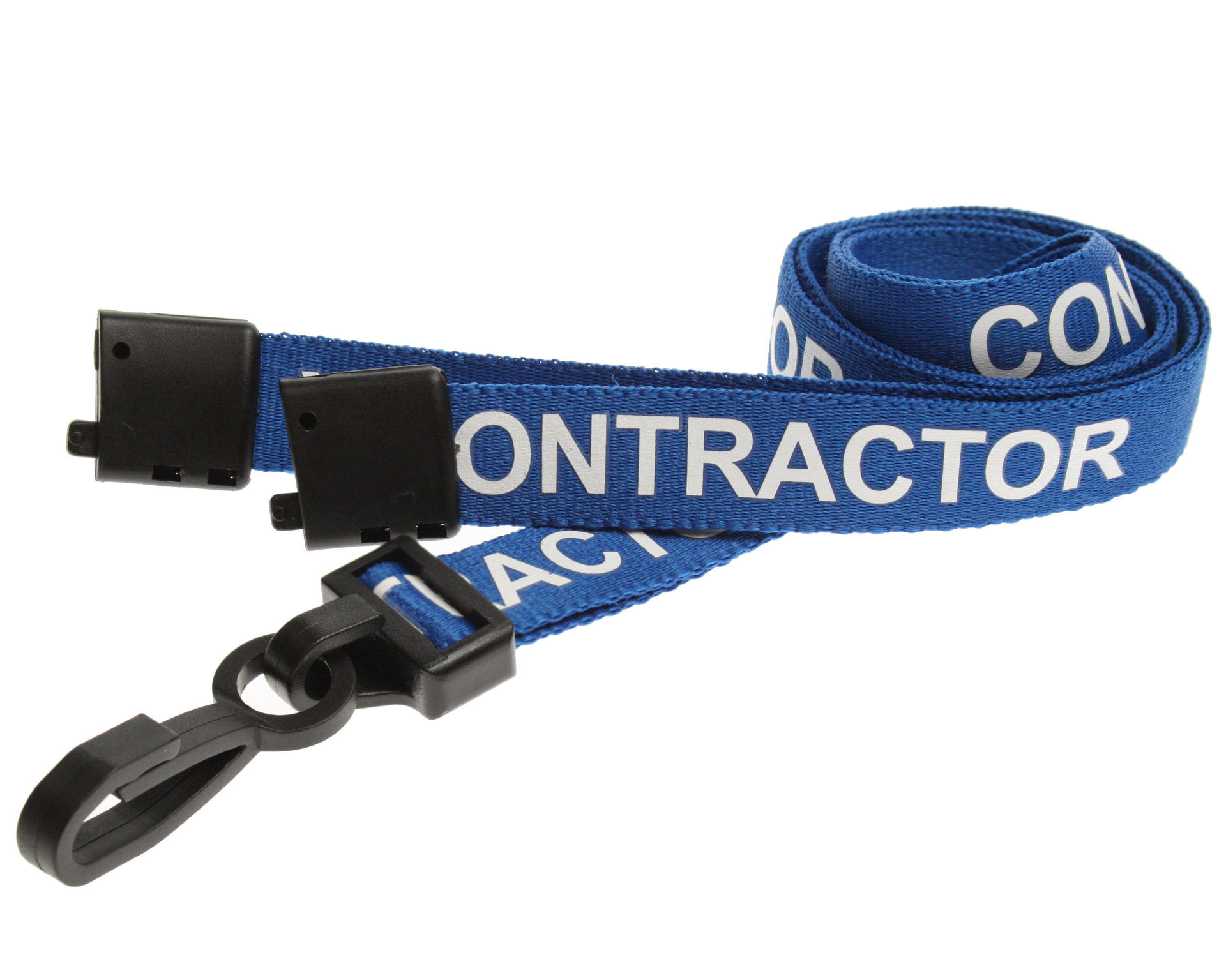 Image of Digital ID 15mm Recycled Blue Contractor Lanyards with Plastic J...