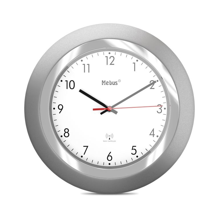 Image of Mebus 19452 - Mechanical wall clock - Round - Silver - White -...