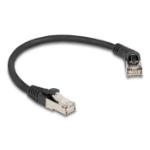 DeLOCK RJ45 Network Cable Cat.6A S/FTP plug 45° right angled to plug straight 0.25 m black
