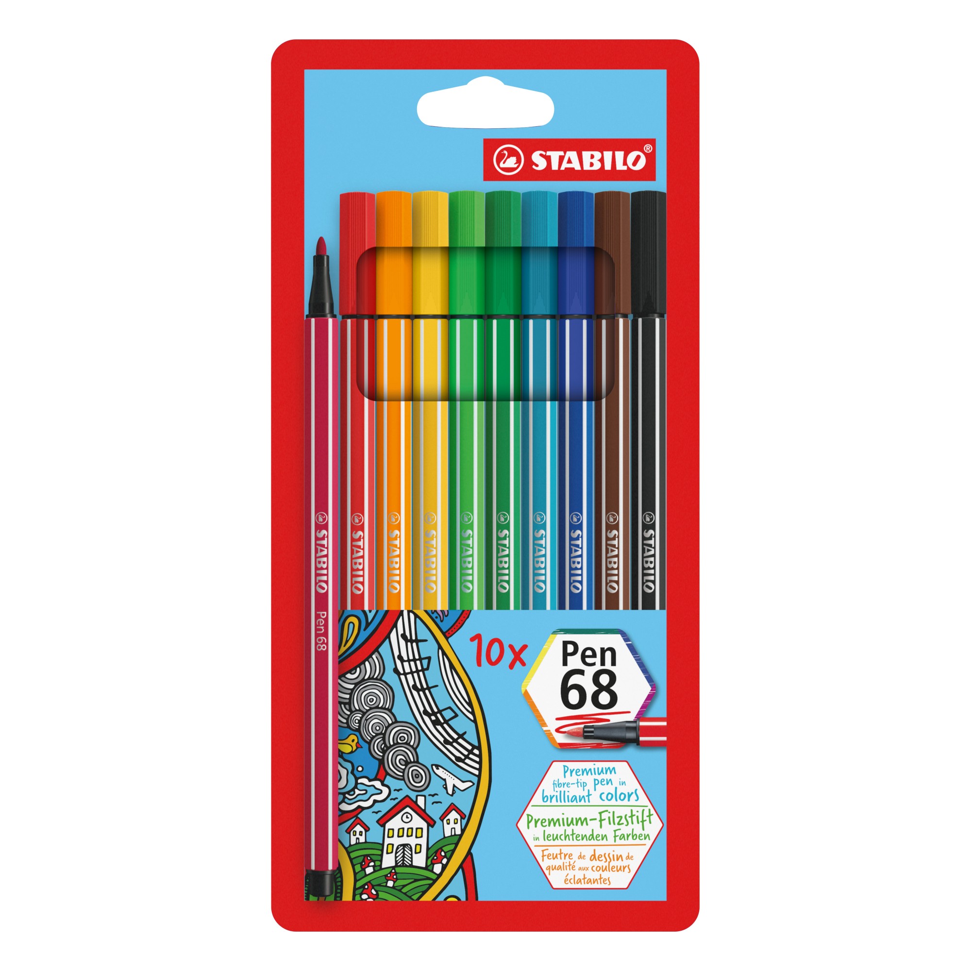 Photos - Felt Tip Pen STABILO Pen 68 felt pen Multicolour 10 pc(s) 6810/PL 