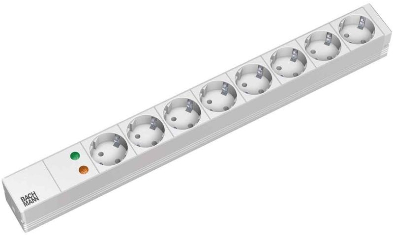 Image of Bachmann 19'' 2m 8x Schuko H05VV-F 3G 1.50mm² power extension 8...