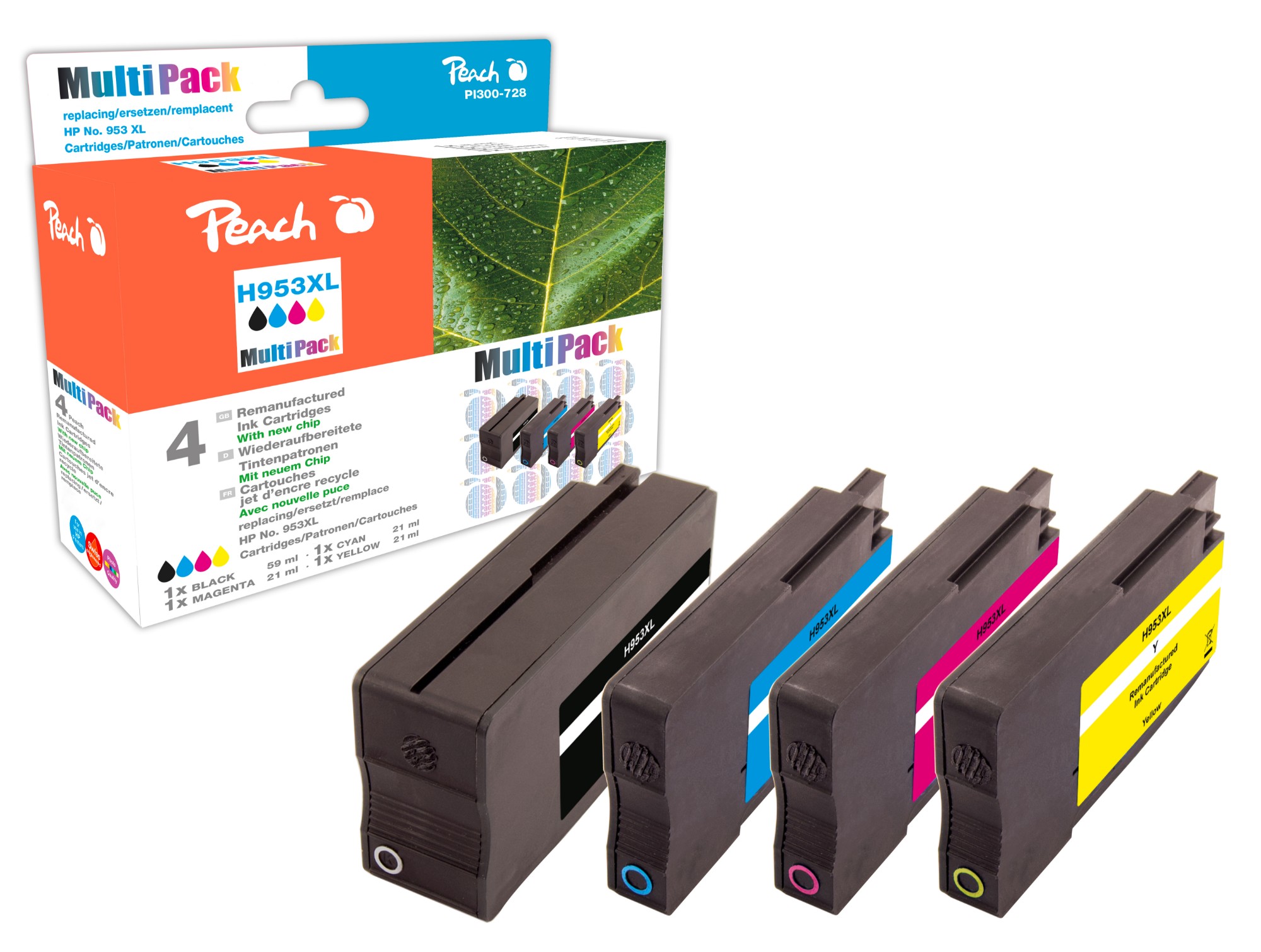 Peach PI300-728 ink cartridge 4 pc(s) Compatible High (XL) Yield Black, Cyan, Magenta, Yellow