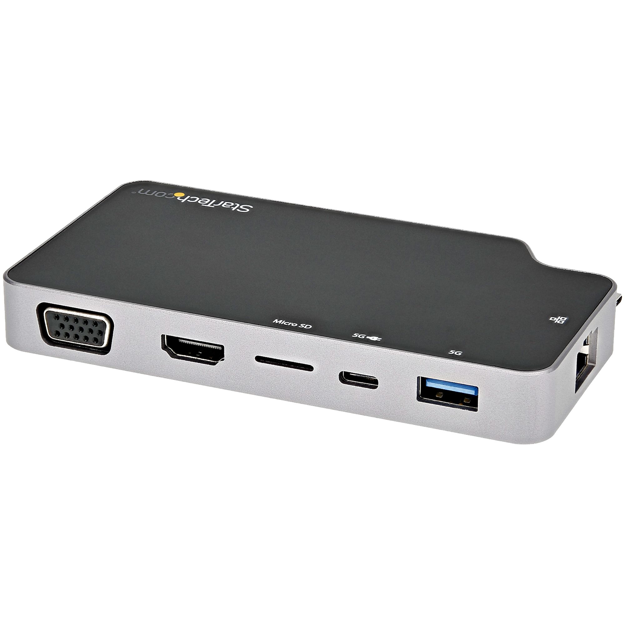 StarTech.com USB C Multiport Adapter - USB-C to 4K HDMI or VGA Video with 100W Power Delivery Pass-through, 2-Port 10Gbps USB Hub, MicroSD, GbE - USB 3.1 Gen 2 Type-C Mini/Travel Dock