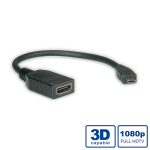 ROLINE HDMI High Speed Kabel mit Ethernet, HDMI F - Micro HDMI M 0,15m