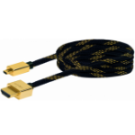 Schwaiger 1.5m HDMI - micro HDMI m/m HDMI kabel 1,5 m HDMI Type A (Standaard) HDMI Type D (Micro) Zwart, Goud