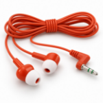 JLC EP21 Red Wired Stereo Earphones with 3.5mm Audio Jack and L-Shaped Connector