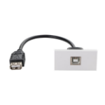 connektgear 0.2m AV Snap-In USB 2 Type B Module 25 x 50mm - Socket to Socket - White