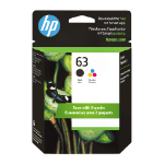 HP 63 2-pack Black/Tri-color Original Ink Cartridges L0R46AN