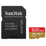 Sandisk Extreme PLUS - Flash memory card (microSDXC to SD adapter included) - 128 GB - A2 / Video Class V30 / UHS-I U3 / Class10 - microSDXC UHS-I