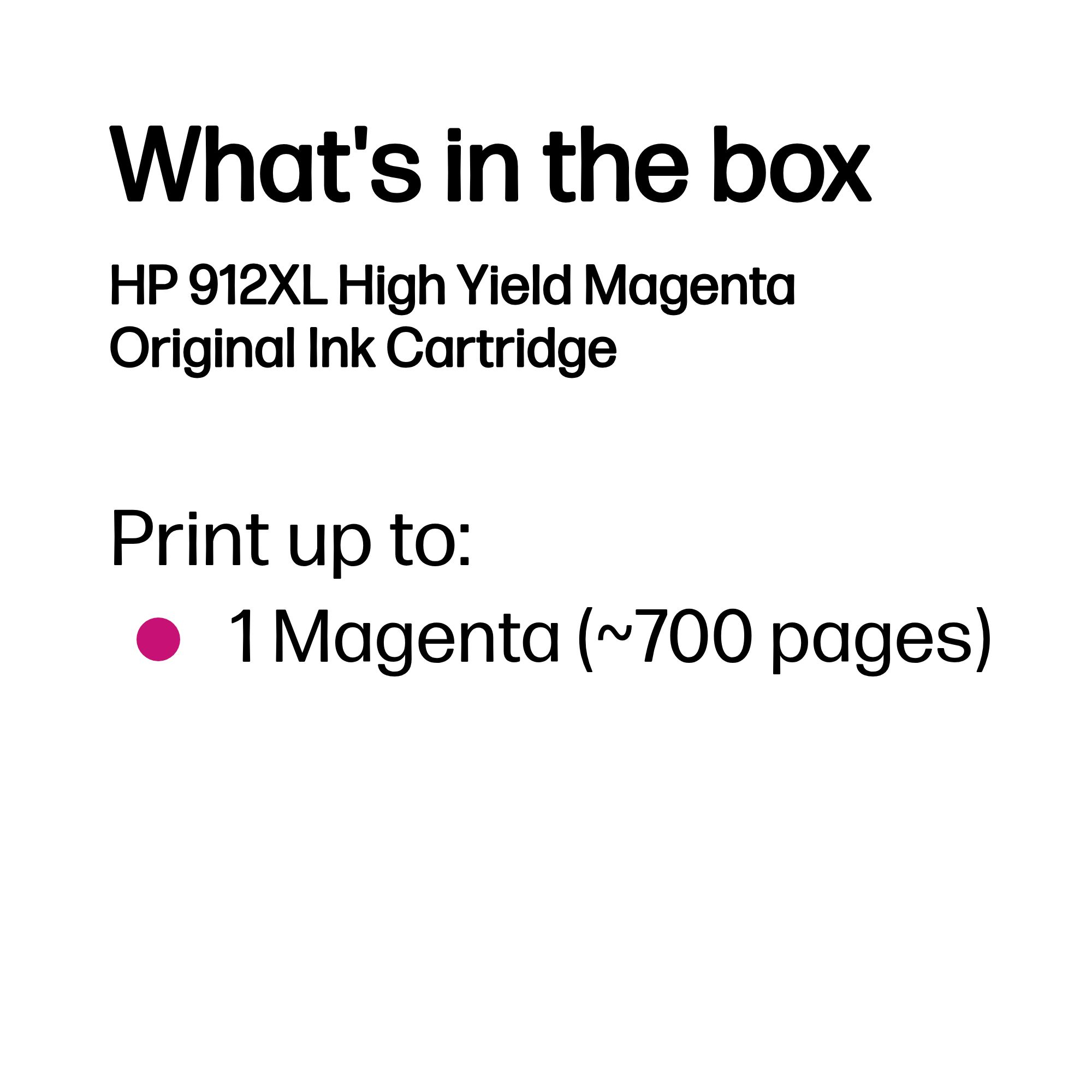 HP 912XL Original Ink Cartridge High Yield Magenta 3YL82AE