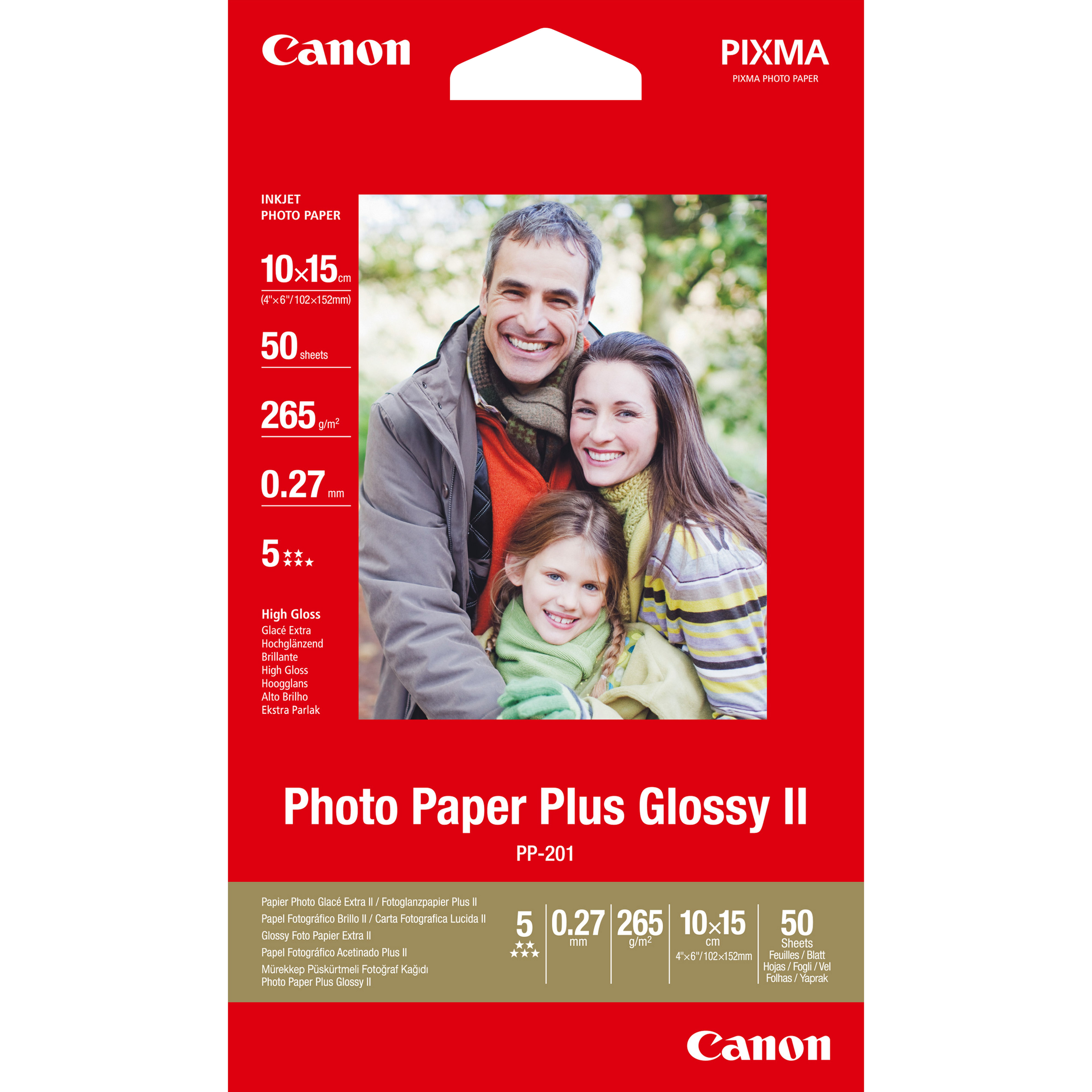Image of Canon PP-201 Glossy II Photo Paper Plus 4x6" - 50 Sheets