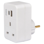 Maplin UK to European Travel Adapter Plug with USB-A / USB-C - White