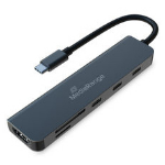 MediaRange USB Type-C 6-in-1 multiport adapter, silver