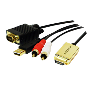 Image of LogiLink CV0052A video cable adapter 2 m HDMI VGA (D-Sub) + RCA Black