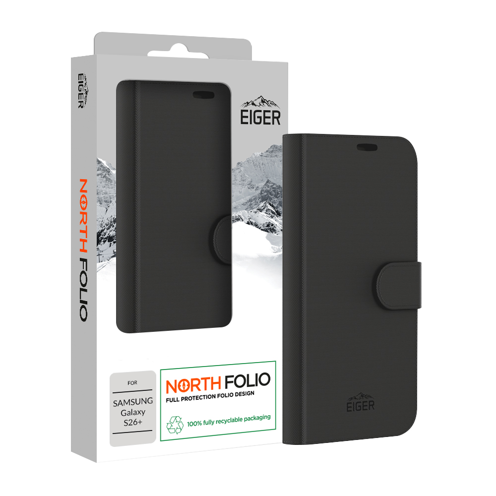 Eiger ETUI FOLIO STAND MAGNETIQUE RENFORCE NOIR POUR SAMSUNG GALAXY S2