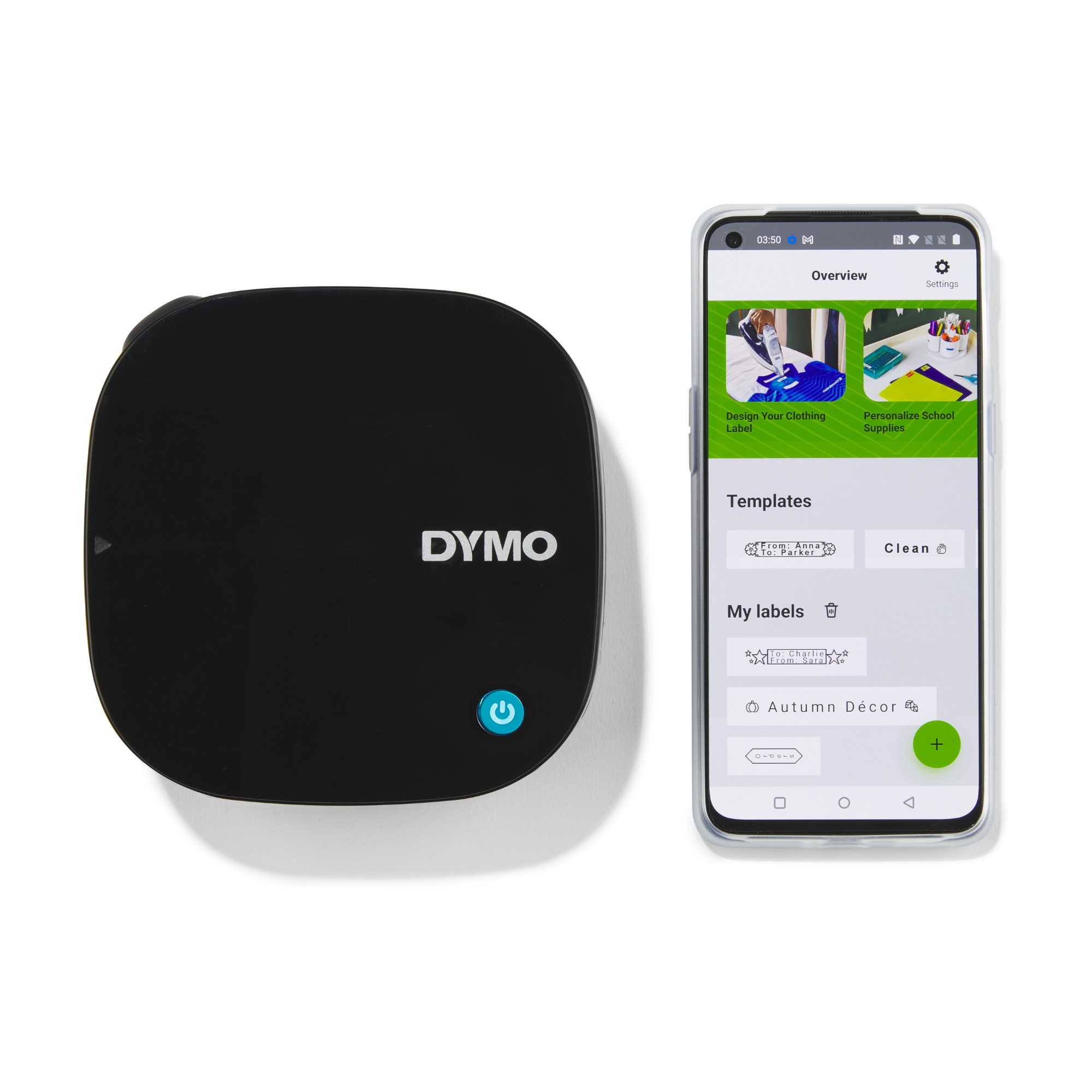 DYMO LetraTag 200B Bluetooth Label Maker | Compact Label Printer | Connects Through Bluetooth Wireless Technology to iOS and Android | Includes 1 White Paper Label Tape | Black