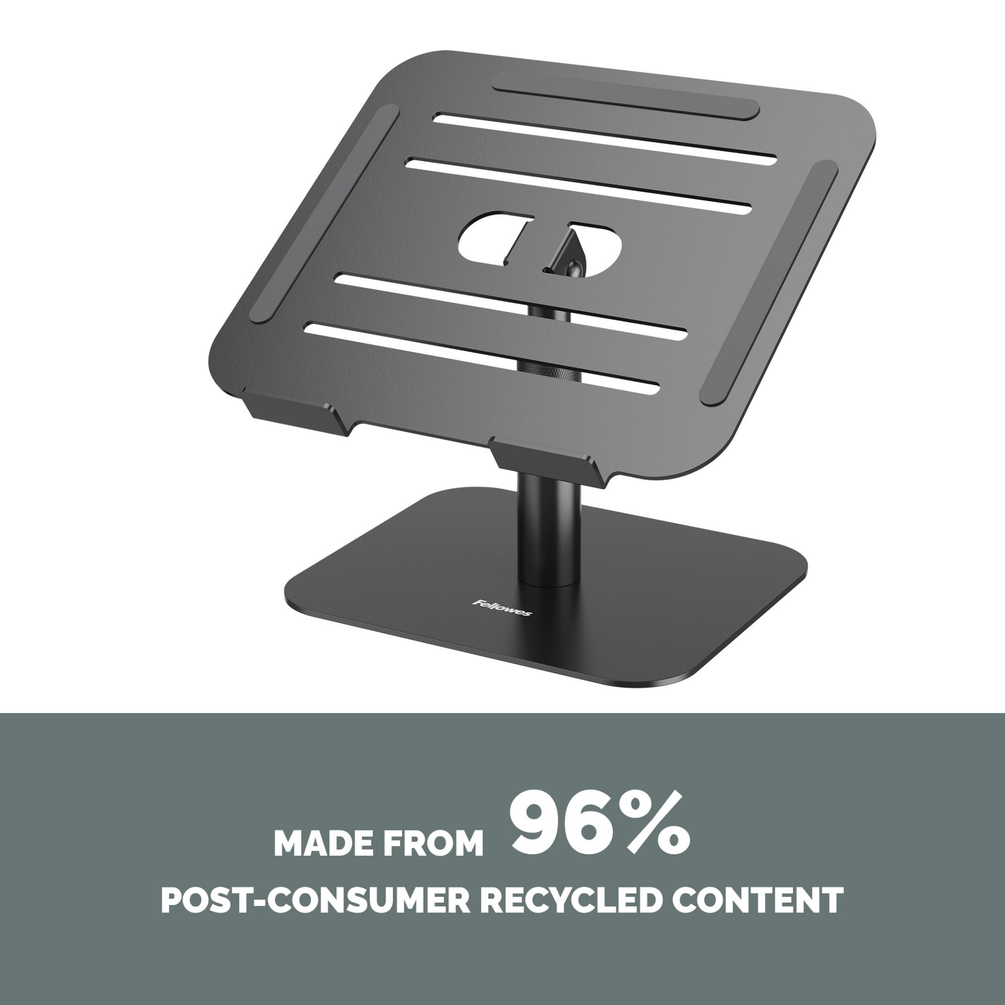 Fellowes Alumia Laptop Riser Desk Based Laptop Stand Max Size 15 inch Max Weight 5kg Black