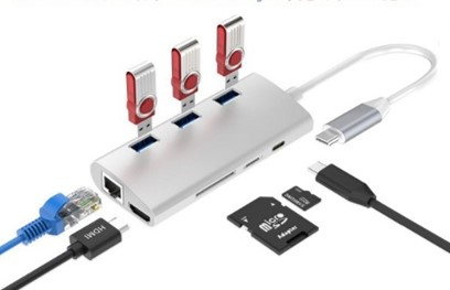 JLC Type C 8 Port Adapter - Silver