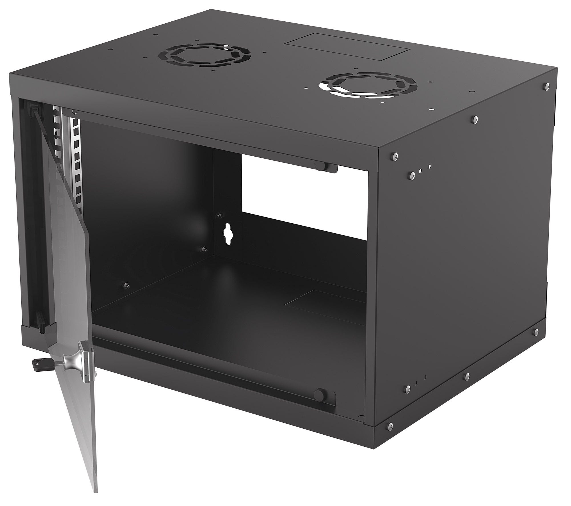 Intellinet 19" Basic Wallmount Cabinet, 6U, 400mm Deep, IP20-Rated Housing, Max 50kg, Flatpack, Black