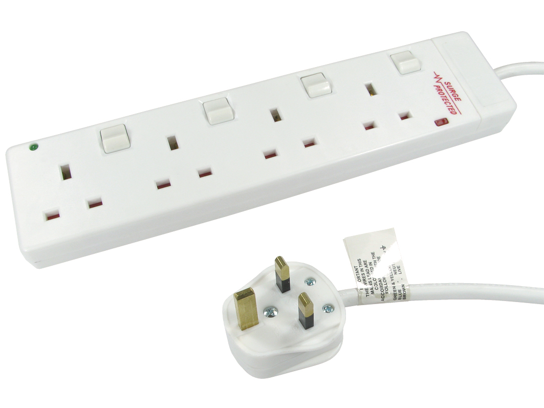 Cables Direct RB-02-4GANGSWD surge protector 4 AC outlet(s) 2 m White