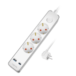 LogiLink Outlet Strip, 3 safety sockets, w/ 1x USB-A, 1x USB-C, 20W PD, w/ push switch
