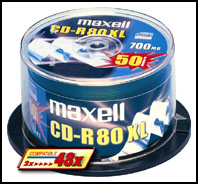 Image of Maxell CD-R 700MB 80min XL 52x Spindle 10pk 10 pc(s)