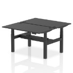 Dynamic Air Back-to-Back W1400 x D800mm Height Adjustable Sit Stand 2 Person Bench Desk With Cable Ports Black Finish Black Frame - HA02898 DD