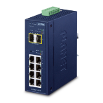 PLANET IP30 Industrial L2/L4 8-Port Managed L2/L4 Gigabit Ethernet (10/100/1000) Blue