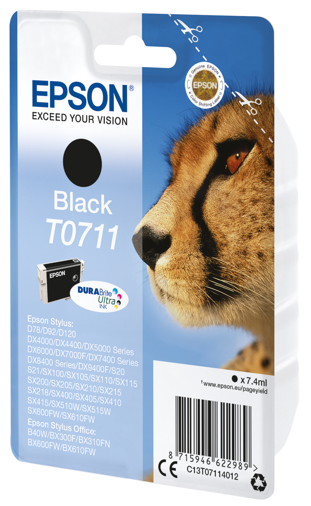 Epson T0711 Ink DURABrite Ultra Cheetah Black C13T07114012