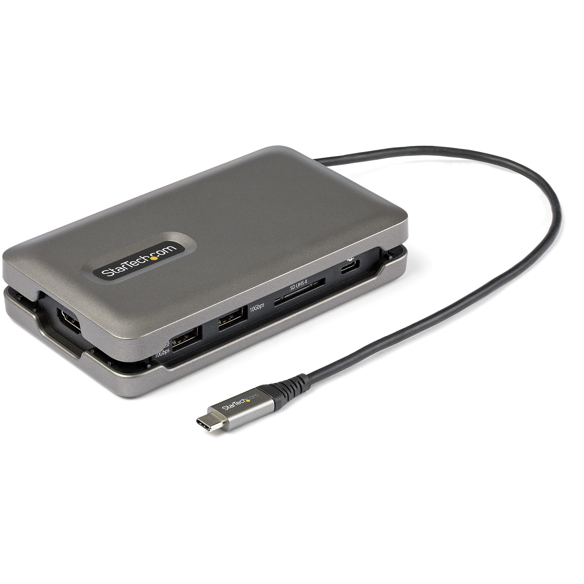 StarTech.com USB C Multiport Adapter - USB C to 4K 60Hz HDMI 2.0 - 2-Port 10Gbps USB Hub - 100W Power Delivery Pass-through - GbE - SD/MicroSD - USB Type-C Mini Dock - 10