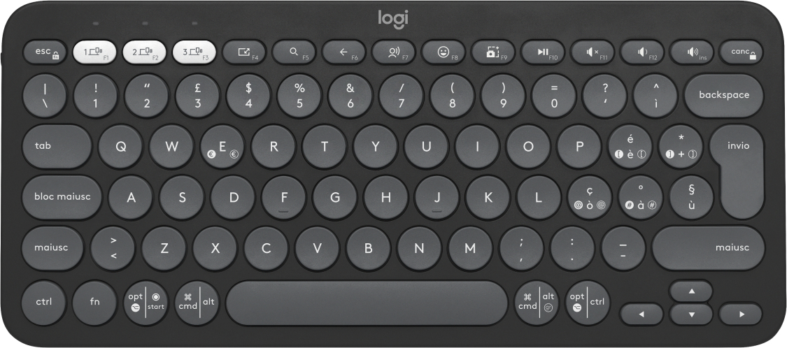 Logitech Pebble Keys 2 K380s keyboard RF Wireless + Bluetooth QWERTY Italian Graphite
