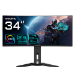 GIGABYTE MO34WQC 34” OLED WQHD Curved Gaming Monitor - 3440x1440(WQHD), 175Hz, 0.03ms, KVM, 250 cd/m2, FreeSync Premium Pro, DisplayHDR True Black 400, HDMI 2.1, Displayport 1.4