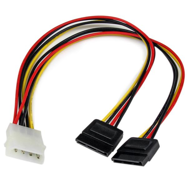 Image of StarTech.com 12in LP4 to 2x SATA Power Y Cable Adapter